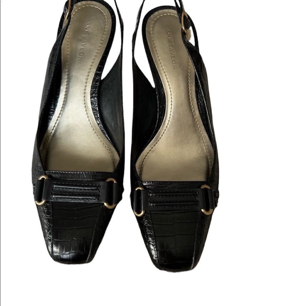 SOLD ANN Taylor sling back heels black size 9M gorpcore buckle front